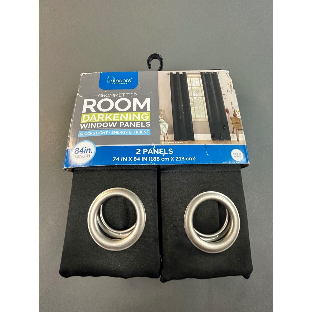 Interiors by Design Room Darkening Window Panels Black Grommet Top 74x84 2pk
